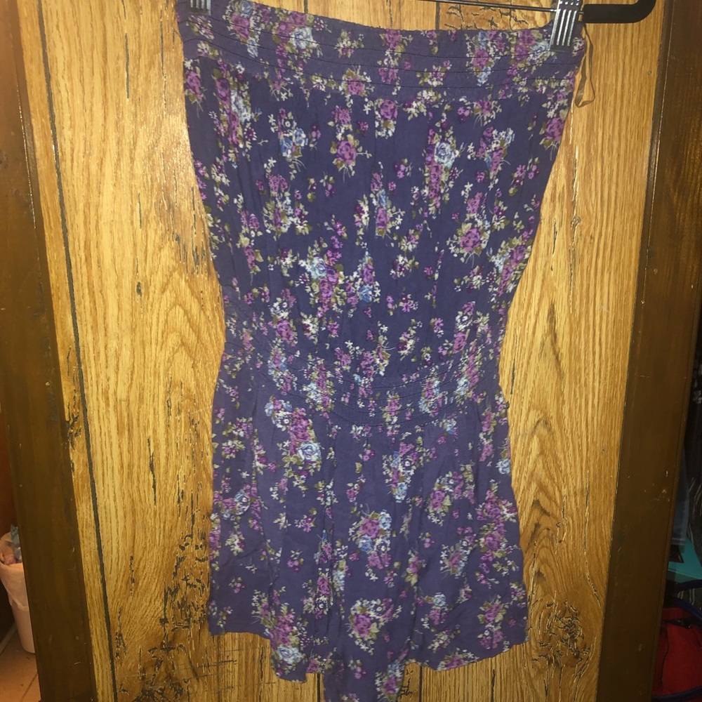 purple floral short romper